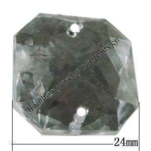 Taiwan Acrylic Cabochons with 2 Holes, Faceted Rondelle 24x24mm, Hole:About 1mm, Sold by Bag 