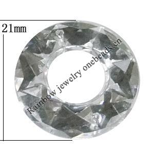 Taiwan Acrylic Cabochons with 2 Holes, Donut 21mm, Hole:About 1mm, Sold by Bag 