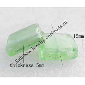 Silver Foil Lampwork Beads, Square 15mm Hole:About 1.5mm, Sold by PC