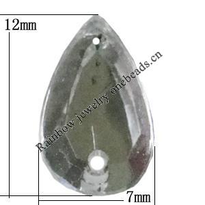 Taiwan Acrylic Cabochons with 2 Holes, Faceted Teardrop 7x12mm, Hole:About 0.5mm, Sold by Bag 