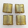 Silver Foil Lampwork Beads, Square 15mm Hole:About 1.5mm, Sold by PC