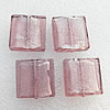 Silver Foil Lampwork Beads, Square 15mm Hole:About 1.5mm, Sold by PC