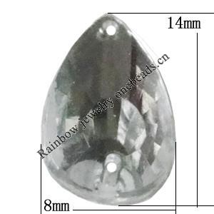 Taiwan Acrylic Cabochons with 2 Holes, Fluted Teardrop 8x14mm, Hole:About 0.5mm, Sold by Bag 