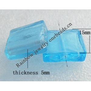 Silver Foil Lampwork Beads, Square 15mm Hole:About 1.5mm, Sold by PC