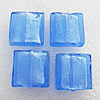 Silver Foil Lampwork Beads, Square 12mm Hole:About 1.5mm, Sold by PC