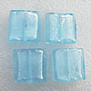 Silver Foil Lampwork Beads, Square 12mm Hole:About 1.5mm, Sold by PC