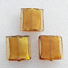 Silver Foil Lampwork Beads, Square 12mm Hole:About 1.5mm, Sold by PC