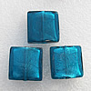 Silver Foil Lampwork Beads, Square 12mm Hole:About 1.5mm, Sold by PC