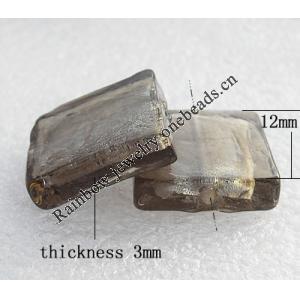 Silver Foil Lampwork Beads, Square 12mm Hole:About 1.5mm, Sold by PC