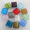 Silver Foil Lampwork Beads, Mix Color Square 12mm Hole:About 1.5mm, Sold by Group