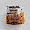 Silver Foil Lampwork Beads, Square 12mm Hole:About 1.5mm, Sold by PC