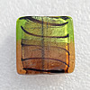 Silver Foil Lampwork Beads, Square 12mm Hole:About 1.5mm, Sold by PC