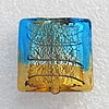 Silver Foil Lampwork Beads, Square 12mm Hole:About 1.5mm, Sold by PC