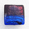 Silver Foil Lampwork Beads, Square 12mm Hole:About 1.5mm, Sold by PC