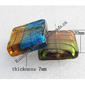 Silver Foil Lampwork Beads, Mix Color Square 12mm Hole:About 1.5mm, Sold by Group