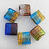 Silver Foil Lampwork Beads, Mix Color Square 12mm Hole:About 1.5mm, Sold by Group