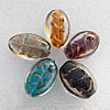 Gold Sand Lampwork Beads, Mix Color Flat Oval 17x24x10mm Hole:About 1.5mm, Sold by Group