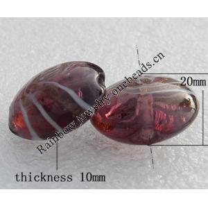 Gold Sand Lampwork Beads, Flat Round 20x10mm Hole:About 1.5mm, Sold by PC