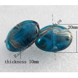 Gold Sand Lampwork Beads, Flat Round 20x10mm Hole:About 1.5mm, Sold by PC