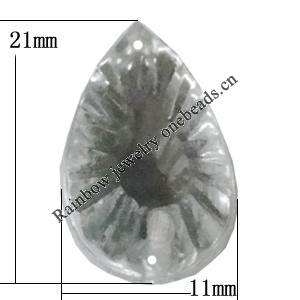 Taiwan Acrylic Cabochons with 2 Holes, Faceted Teardrop 11x21mm, Hole:About 1mm, Sold by Bag 