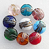 Gold Sand Lampwork Beads, Mix Color Flat Round 20x10mm Hole:About 1.5mm, Sold by Group
