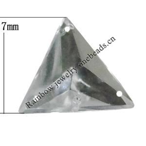 Taiwan Acrylic Cabochons with 3 Holes, Triangle 7x7mm, Hole:About 0.5mm, Sold by Bag