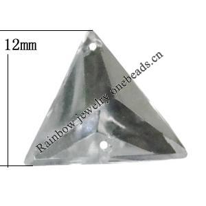 Taiwan Acrylic Cabochons with 3 Holes, Triangle 12x12mm, Hole:About 1mm, Sold by Bag