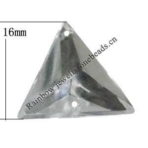 Taiwan Acrylic Cabochons with 3 Holes, Triangle 16x16mm, Hole:About 1mm, Sold by Bag