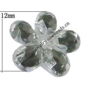 Taiwan Acrylic Cabochons with 1 Holes, Faceted Flower 12mm, Hole:About 1mm, Sold by Bag 