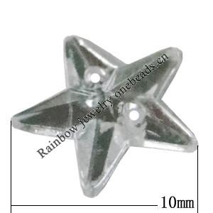 Taiwan Acrylic Cabochons with 2 Holes, Star 10mm, Hole:About 1mm, Sold by Bag 