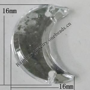 Taiwan Acrylic Cabochons with 2 Holes, Moon 16mm, Hole:About 1mm, Sold by Bag 