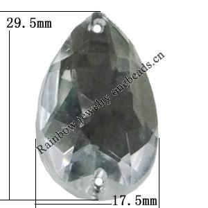 Taiwan Acrylic Cabochons with 2 Holes, Faceted Teardrop 17.5x29.5mm, Hole:About 1mm, Sold by Bag 