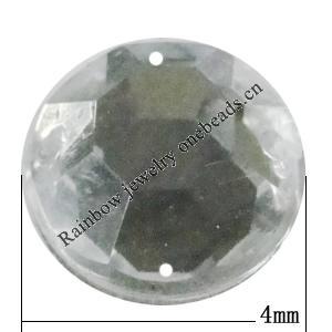 Taiwan Acrylic Cabochons with 2 Holes, Faceted Half Round 4mm, Hole:About 0.5mm, Sold by Bag 