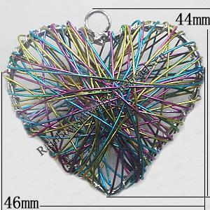 Iron Thread Component Handmade Lead-free, Heart 44x46mm, Sold by Bag