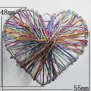 Iron Thread Component Handmade Lead-free, Heart 48x55mm, Sold by Bag