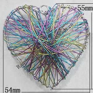 Iron Thread Component Handmade Lead-free, Heart 55x54mm, Sold by Bag