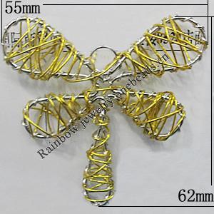 Iron Thread Component Handmade Lead-free, Dragonfly 62x55mm, Sold by Bag