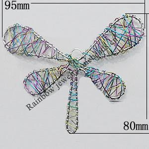 Iron Thread Component Handmade Lead-free, Dragonfly 95x80mm, Sold by Bag