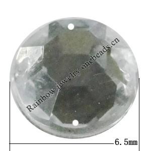 Taiwan Acrylic Cabochons with 2 Holes, Faceted Half Round 6.5mm, Hole:About 0.5mm, Sold by Bag 