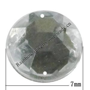 Taiwan Acrylic Cabochons with 2 Holes, Faceted Half Round 7mm, Hole:About 0.5mm, Sold by Bag 