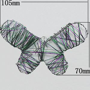 Iron Thread Component Handmade Lead-free, Butterfly 105x70mm, Sold by Bag