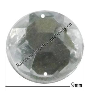 Taiwan Acrylic Cabochons with 2 Holes, Faceted Half Round 9mm, Hole:About 0.5mm, Sold by Bag 