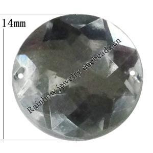 Taiwan Acrylic Cabochons with 2 Holes, Faceted Half Round 14mm, Hole:About 1mm, Sold by Bag 