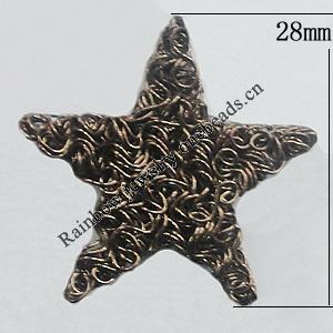 Iron Thread Component Handmade Lead-free, Star 28mm, Sold by Bag