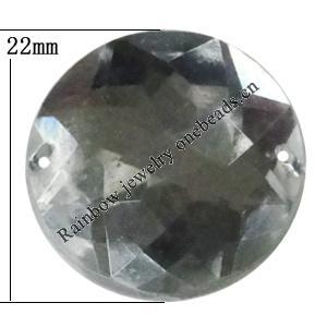 Taiwan Acrylic Cabochons with 2 Holes, Faceted Half Round 22mm, Hole:About 1mm, Sold by Bag 