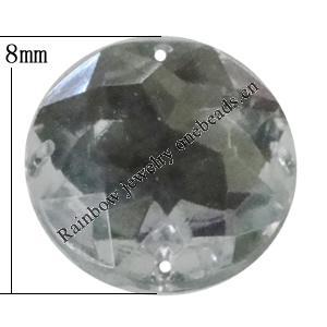 Taiwan Acrylic Cabochons with 2 Holes, Faceted Half Round 8mm, Hole:About 1mm, Sold by Bag 