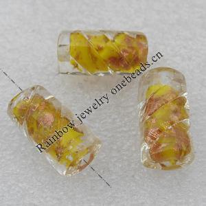 Gold Sand Lampwork Beads, Column 20x10mm Hole:About 2mm, Sold by PC