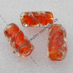 Gold Sand Lampwork Beads, Column 20x10mm Hole:About 2mm, Sold by PC