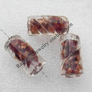 Gold Sand Lampwork Beads, Column 20x10mm Hole:About 2mm, Sold by PC