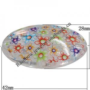 Watermark Acrylic Beads, Oval 42x28mm Hole:3mm, Sold by Bag